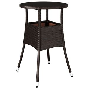 vidaXL barna polyrattan &eacute;s edzett &uuml;veg kerti asztal &Oslash;60 x 75 cm