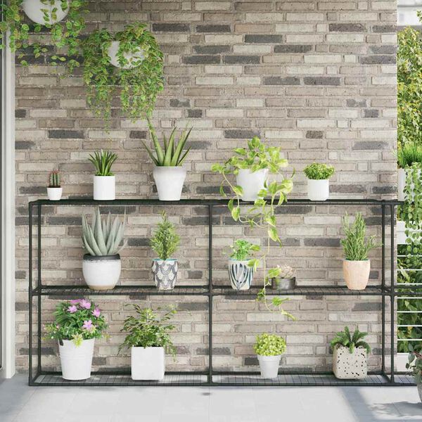 vidaXL 3-szintes n&ouml;v&eacute;nypolc Fekete 400 x 32 x 104 cm Ac&eacute;l