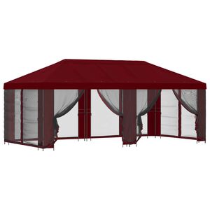 vidaXL Oldalfalas pavilon 6 x 3 m Burgundi Poli&eacute;szter &eacute;s ac&eacute;l 190