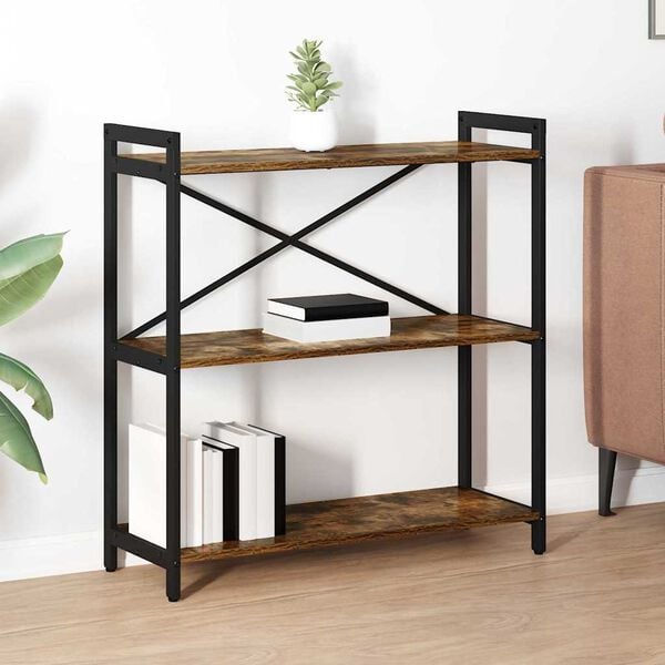 vidaXL K&ouml;nyvespolc F&uuml;st&ouml;lt t&ouml;lgy 80 x 30 x 85 cm Faanyag