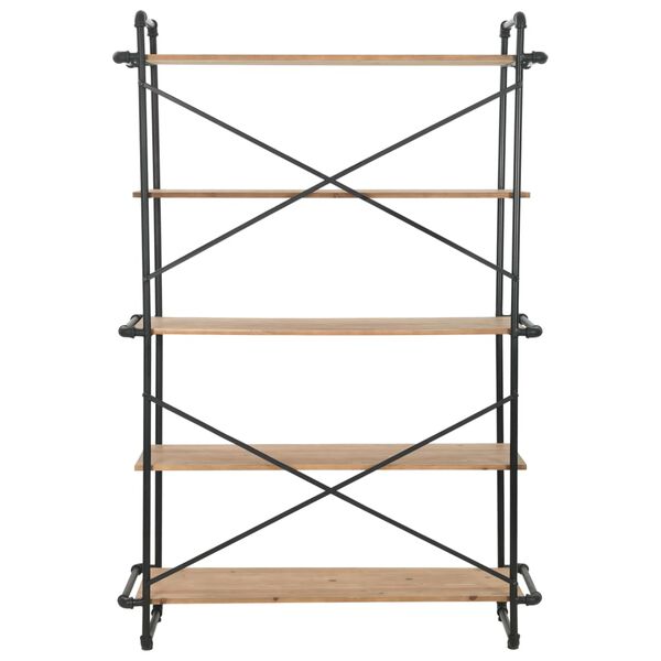 vidaXL tömör fenyő és acél könyvespolc 120 x 42 x 180 cm