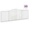 vidaXL 9 db &iacute;ves horganyzott vas gabion kos&aacute;r 400x30x120/140 cm