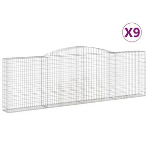 vidaXL 9 db &iacute;ves horganyzott vas gabion kos&aacute;r 400x30x120/140 cm