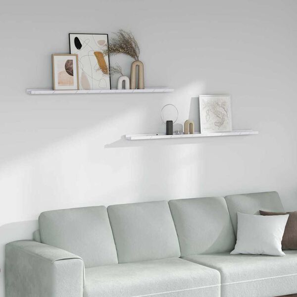 vidaXL Falpolc polcokkal 2 pcs Feh&eacute;r m&aacute;rv&aacute;ny 115 x 9 x 3 cm Faanyag