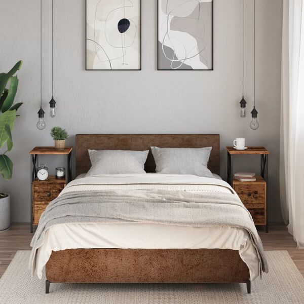 vidaXL 2 db antik fa sz&iacute;nű szerelt fa &eacute;jjeliszekr&eacute;ny 34 x 35,5 x 70 cm