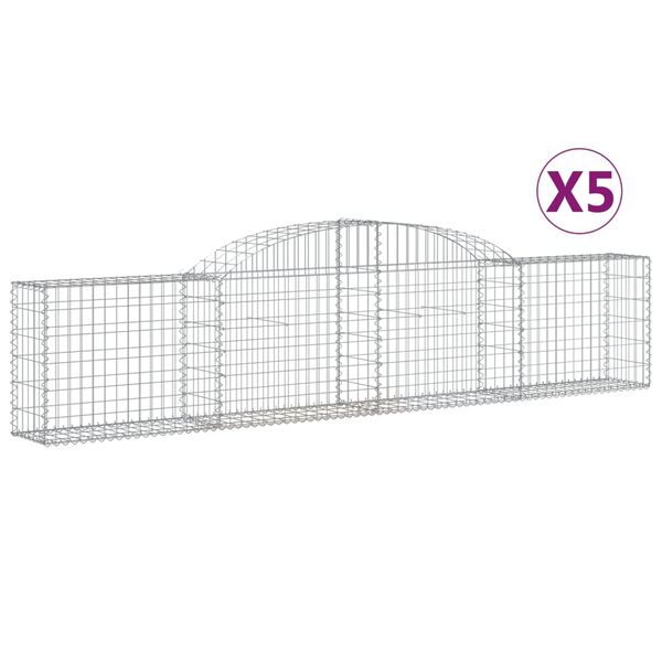 vidaXL 5 db &iacute;ves horganyzott vas gabion kos&aacute;r 300x30x60/80 cm