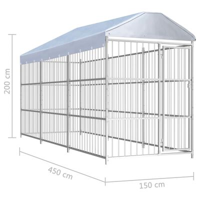 vidaXL kültéri kutyakennel tetővel 450 x 150 x 200 cm