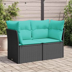 vidaXL 2 szem&eacute;lyes fekete polyrattan kerti kanap&eacute; p&aacute;rn&aacute;val