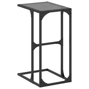 vidaXL ac&eacute;l kisasztal fekete &uuml;veglappal 40 x 30 x 61,5 cm