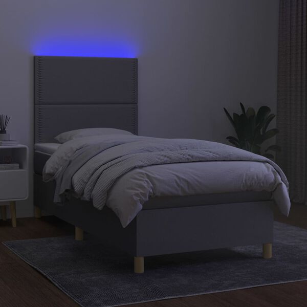 vidaXL vil&aacute;gossz&uuml;rke sz&ouml;vet rug&oacute;s &eacute;s LED-es &aacute;gy matraccal 90x190 cm
