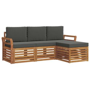 vidaXL K&uuml;lt&eacute;ri kanap&eacute; szett p&aacute;rn&aacute;val 4 pcs Term&eacute;szetes &eacute;s antracit