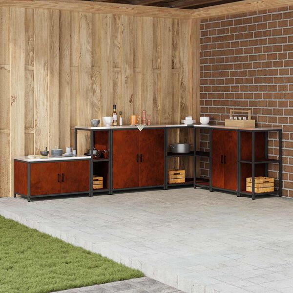 vidaXL Konyhai T&aacute;rol&aacute;s polcokkal Rozsd&aacute;s 60 x 50 x 92 cm Ac&eacute;l