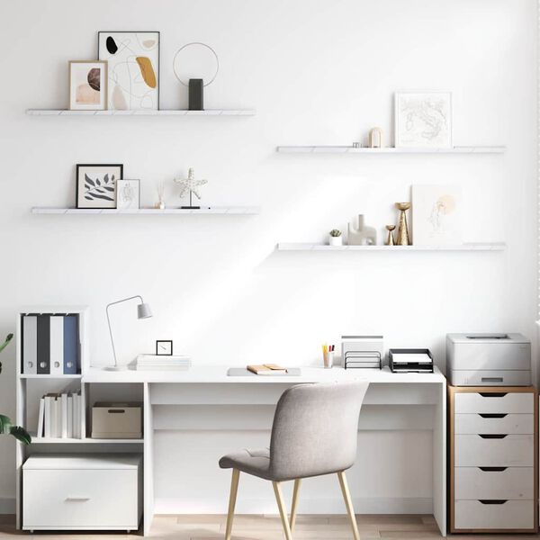 vidaXL Falpolc polcokkal 4 pcs Feh&eacute;r m&aacute;rv&aacute;ny 115 x 9 x 3 cm Faanyag