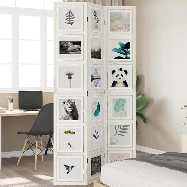 vidaXL 3 paneles fehér tömör császárfa térelválasztó