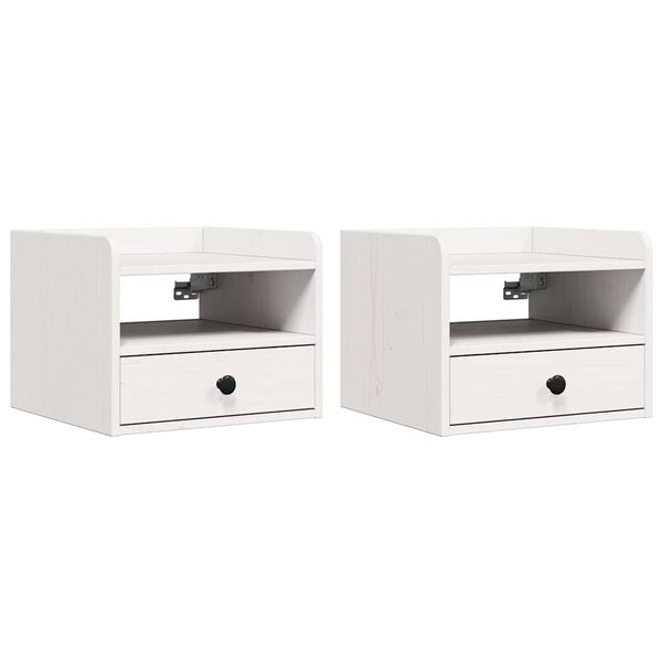 vidaXL &Eacute;jjeli asztal 2 pcs Feh&eacute;r 38 x 36 x 29,5 cm T&ouml;m&ouml;r fenyőfa
