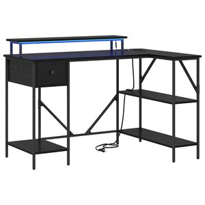 vidaXL Asztal fi&oacute;kkal Fekete t&ouml;lgy 120 x 79 x 86,5 cm Faanyag