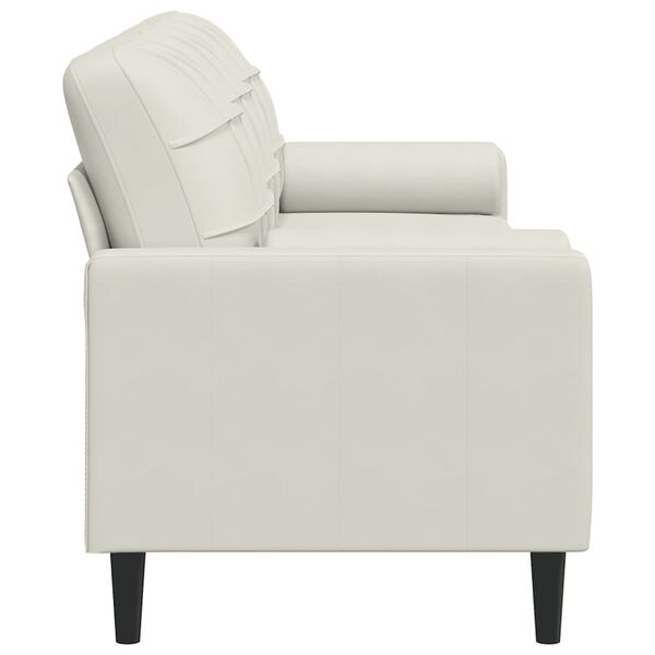 vidaXL 3 személyes krémszínű bársony kanapé díszpárnákkal 210 cm