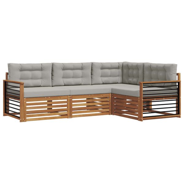 vidaXL K&uuml;lt&eacute;ri kanap&eacute; szett 4 pcs Term&eacute;szetes &eacute;s Vil&aacute;gossz&uuml;rke