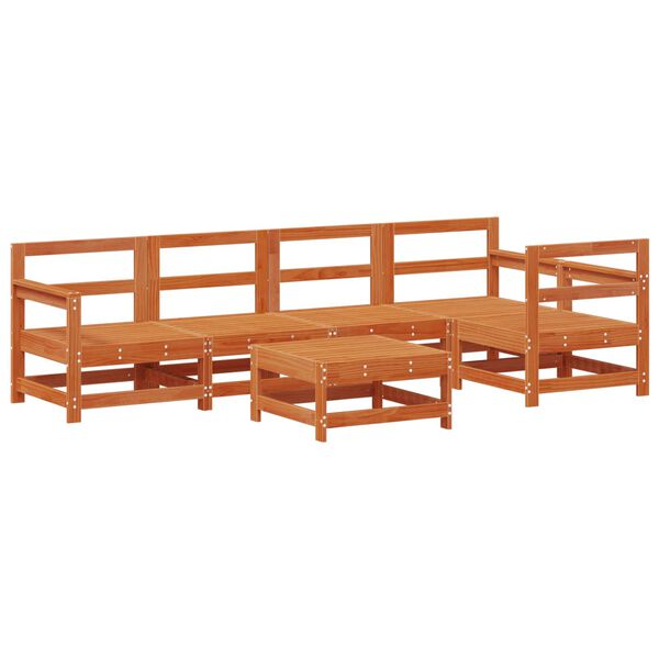 vidaXL Kerti lounge szett 6 pcs Viaszbarna T&ouml;m&ouml;r fenyő