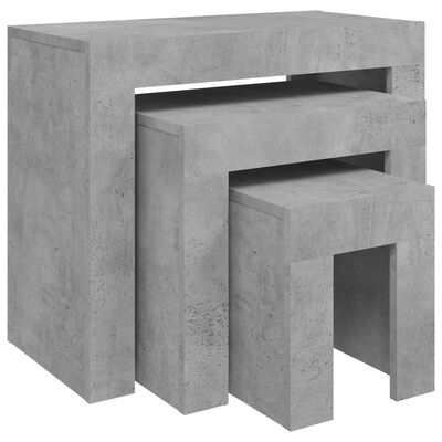 vidaXL 3 db betonszürke forgácslap rakásolható dohányzóasztal