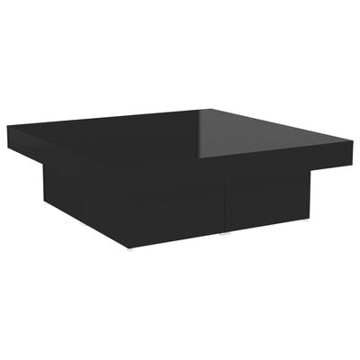 vidaXL magasfényű fekete forgácslap dohányzóasztal 90 x 90 x 28 cm