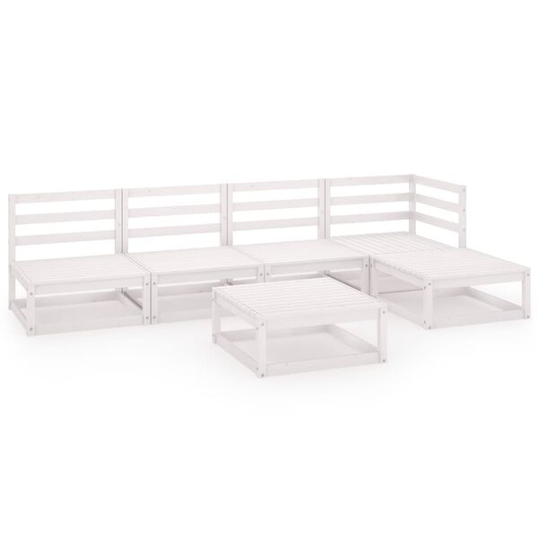 vidaXL 6 r&eacute;szes feh&eacute;r t&ouml;m&ouml;r fenyőfa kerti &uuml;lőgarnit&uacute;ra