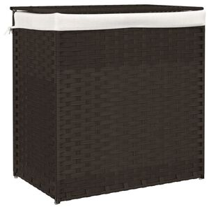 vidaXL s&ouml;t&eacute;tbarna polyrattan szennyeskos&aacute;r 2 rekesszel 53x35x57 cm