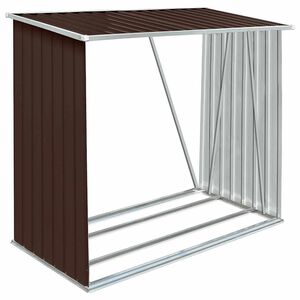 vidaXL barna horganyzott ac&eacute;l kerti tűzifat&aacute;rol&oacute; 163 x 83 x 154 cm