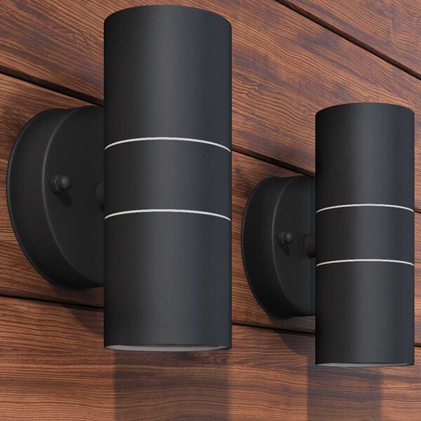 vidaXL 2db fel/lefelé világító rozsdamentes acél kültéri LED falilámpa