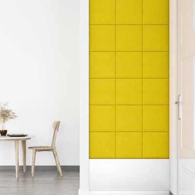 vidaXL 12 db sárga szövet fali panel 30 x 30 cm 1,08 m²