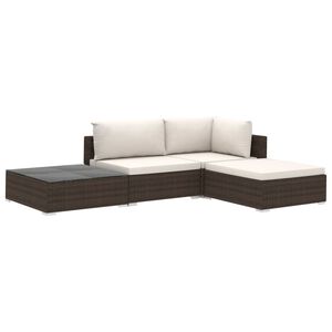 vidaXL 4-r&eacute;szes barna polyrattan kerti b&uacute;torszett p&aacute;rn&aacute;kkal