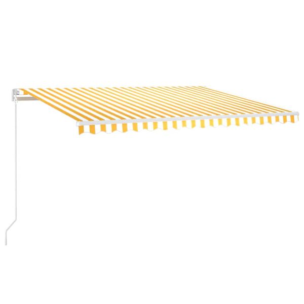 vidaXL s&aacute;rga-feh&eacute;r sz&eacute;l&eacute;rz&eacute;kelős &eacute;s LED-es napellenző 450 x 300 cm
