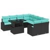 vidaXL Kerti Kanap&eacute; Szett p&aacute;rn&aacute;val t&aacute;rol&oacute;val 9 pcs Fekete Poly Rattan