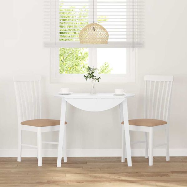 vidaXL 2 db fehér tömörfa gumiból készült étkezőszékek párnákkal