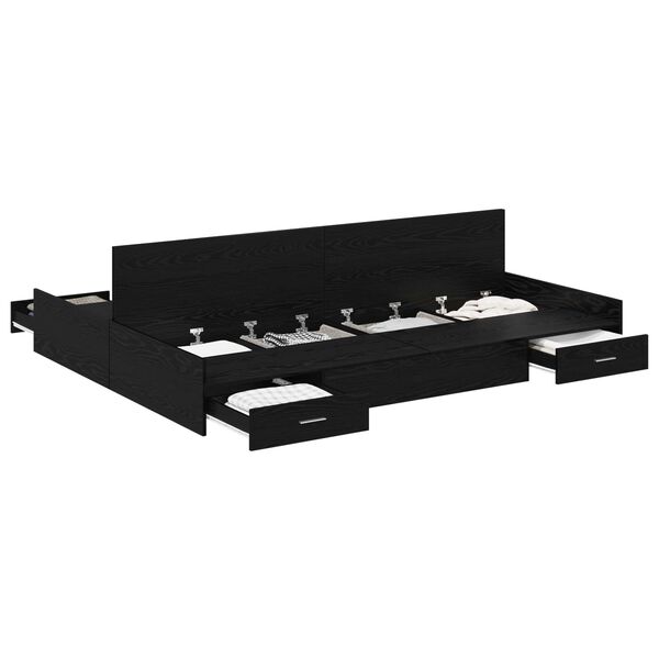 vidaXL &Aacute;gykeret t&aacute;rol&oacute;val fi&oacute;kkal Fekete t&ouml;lgy 135 x 190 cm Faanyag