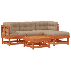 vidaXL Kerti lounge szett 15 pcs Viaszbarna T&ouml;m&ouml;r Fenyőfa