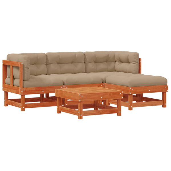 vidaXL Kerti lounge szett 15 pcs Viaszbarna T&ouml;m&ouml;r fenyő