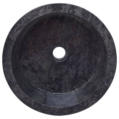 vidaXL fekete márvány mosdókagyló Ø40 x 15 cm