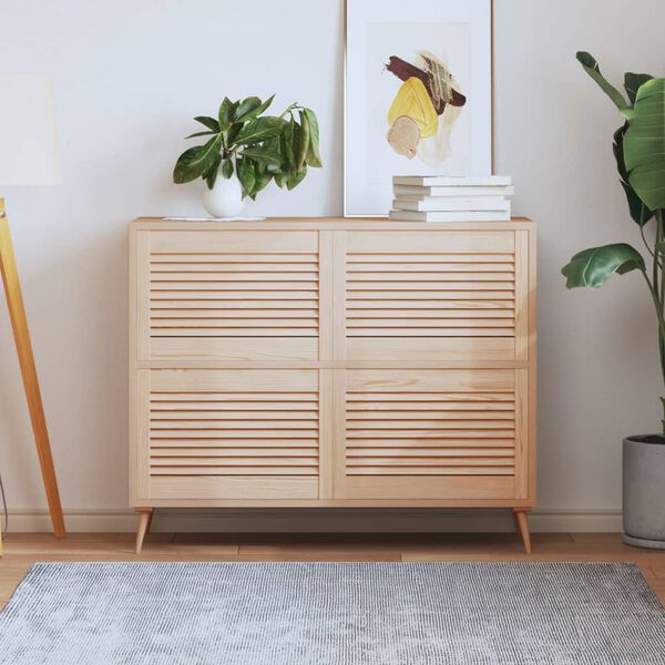 vidaXL 4 db tömör fenyőfa lamellás szekrényajtó 39,5 x 59,4 cm