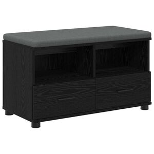 vidaXL Előt&eacute;r pad Fekete T&ouml;lgy 80 x 38 x 46 cm Műanyag Fa &eacute;s Sz&ouml;vet