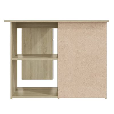 vidaXL fehér/sonoma-tölgy színű faforgács sarok íróasztal 145x100x76cm