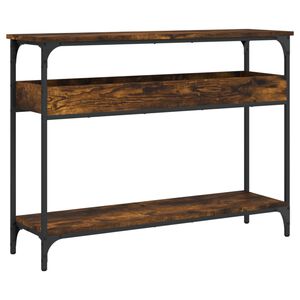 vidaXL f&uuml;st&ouml;s t&ouml;lgy sz&iacute;nű szerelt fa t&aacute;lal&oacute;asztal polccal 100x29x75 cm