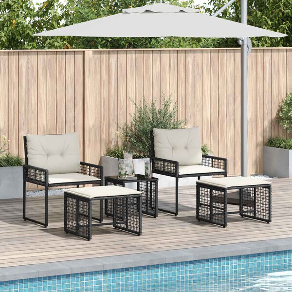 vidaXL K&uuml;lt&eacute;ri B&uacute;tor Szett p&aacute;rn&aacute;val 5 pcs Fekete &eacute;s Feh&eacute;r