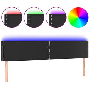 vidaXL fekete műbőr LED-es fejt&aacute;mla 180 x 5 x 78/88 cm