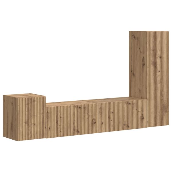 vidaXL TV szekr&eacute;ny garnit&uacute;ra 4 pcs Artisan t&ouml;lgy Faanyag