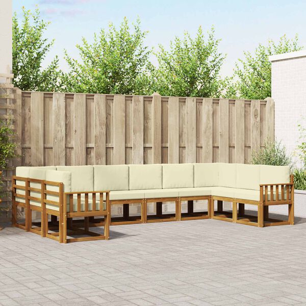 vidaXL K&uuml;lt&eacute;ri kanap&eacute; szett p&aacute;rn&aacute;val 10 pcs Term&eacute;szetes &eacute;s kr&eacute;msz&iacute;nű