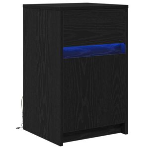 vidaXL LED &Eacute;jjeli Szekr&eacute;ny Musta tammi 38 x 34 x 61 cm Szerelt fa