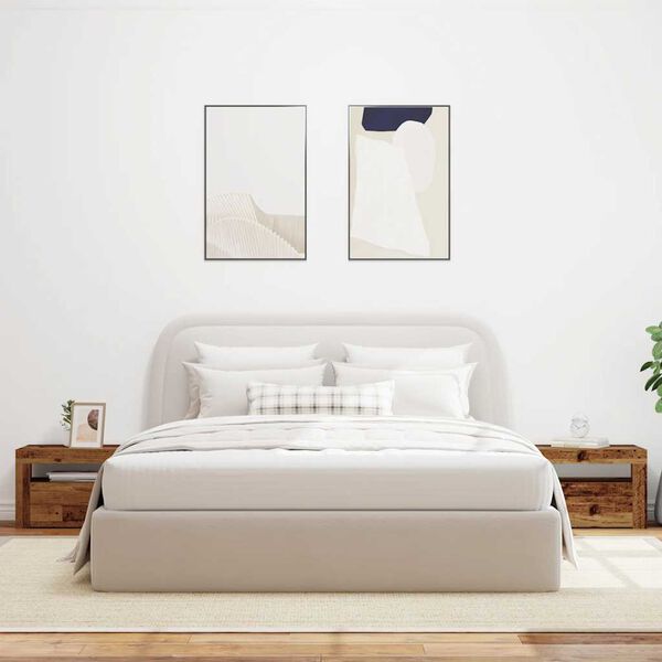 vidaXL 2 db antik fa színű éjjeliszekrény LED-del 60 x 35 x 40 cm