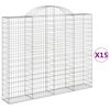 vidaXL 15 db &iacute;ves horganyzott vas gabion kos&aacute;r 200x30x160/180 cm