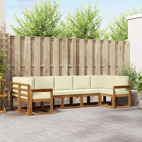 vidaXL K&uuml;lt&eacute;ri kanap&eacute; szett p&aacute;rn&aacute;val 7 pcs Term&eacute;szetes &eacute;s kr&eacute;msz&iacute;nű